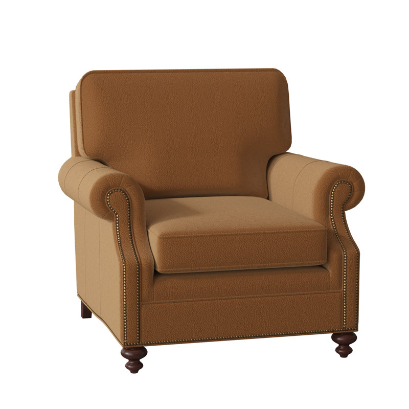 West Haven Club Chair, No Nailhead, Mahogany, Aline Light Gray Stonewash Genuine Leather