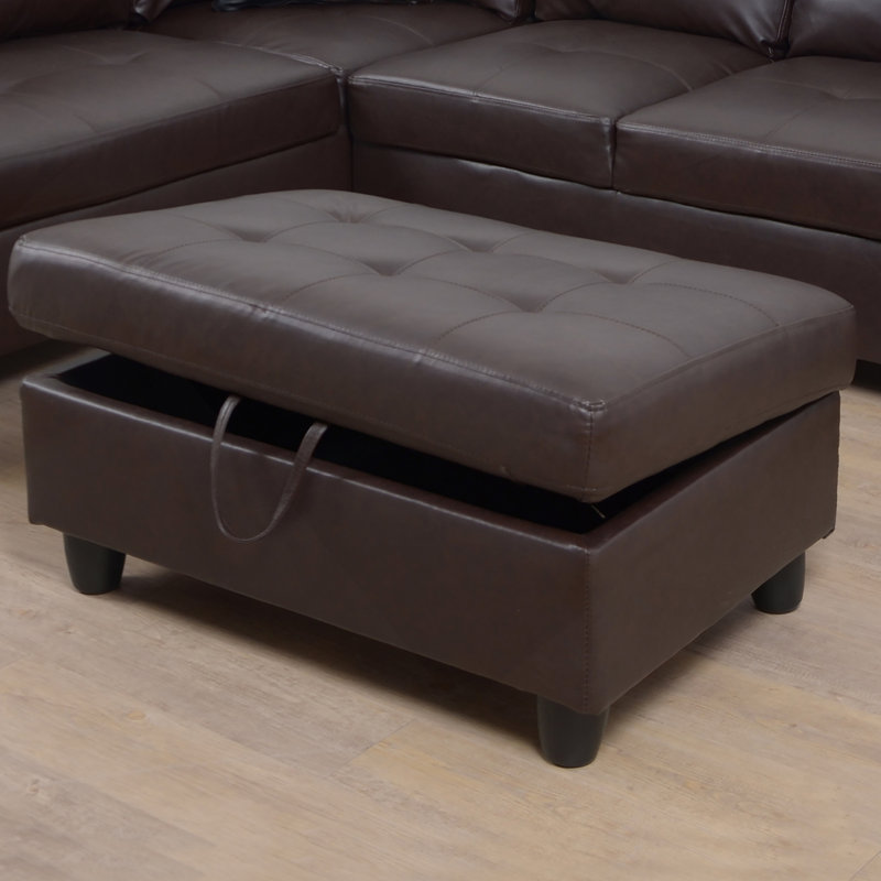 Ensemble de canapé modulaire, canapé en similicuir avec repose-pieds et rangement libre, Similicuir brun
