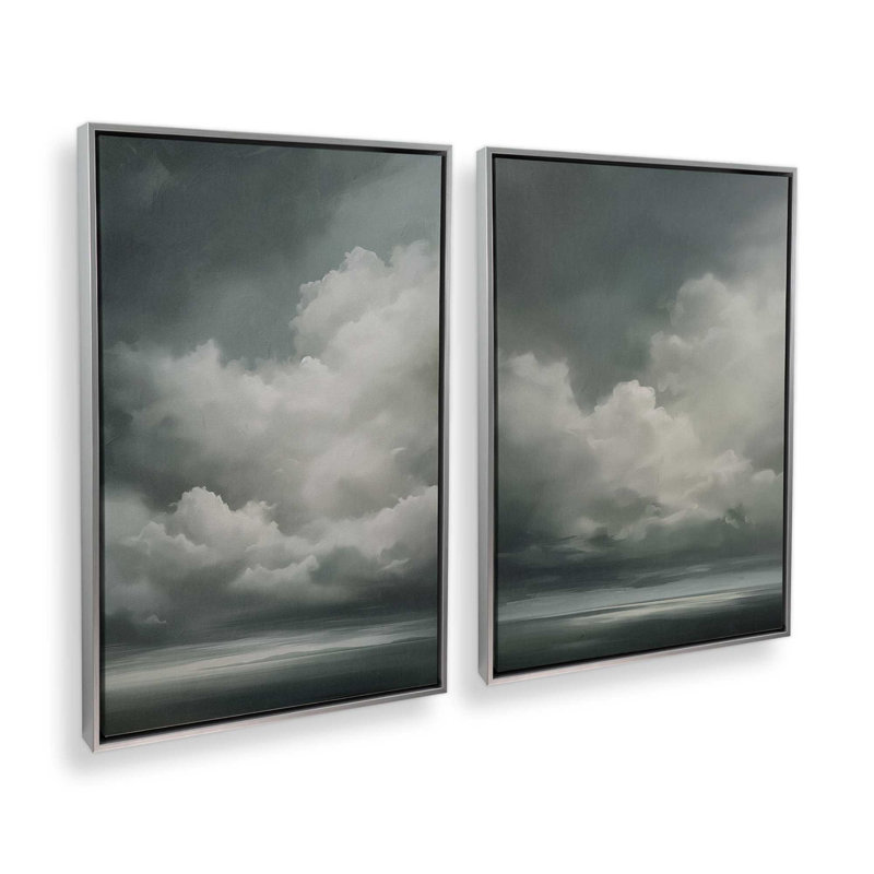 Sombre Skydance, ensemble de 2 impressions sur toile dans un cadre, Cadre flottant en chrome poli