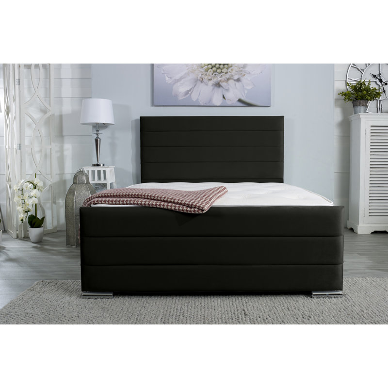 Aderholt Upholstered Bed Frame, Black, Double (4'6)