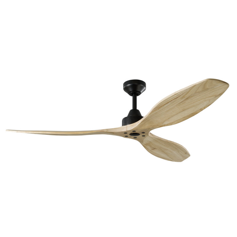 Hexanova Smart Ceiling Fan, 60", Black with Natural Wood Blades