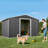 8 x 10 FT Garden Shed Storage Tool Shed with Sliding Doors, Dark Gray-114009778-114009772