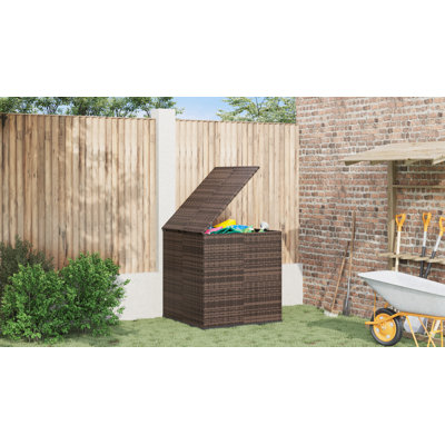 Water Resistant Poly Rattan Deck Box in Black by vidaXL