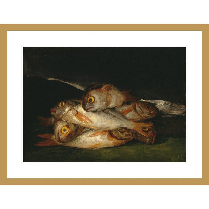 «Still Life with Golden Bream» par Francisco de Goya - Estampe numérique encadrée, H 22,87 po x l 29,5 po