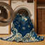 Tapis floral bleu lavable à la machine Botkins-1051904586