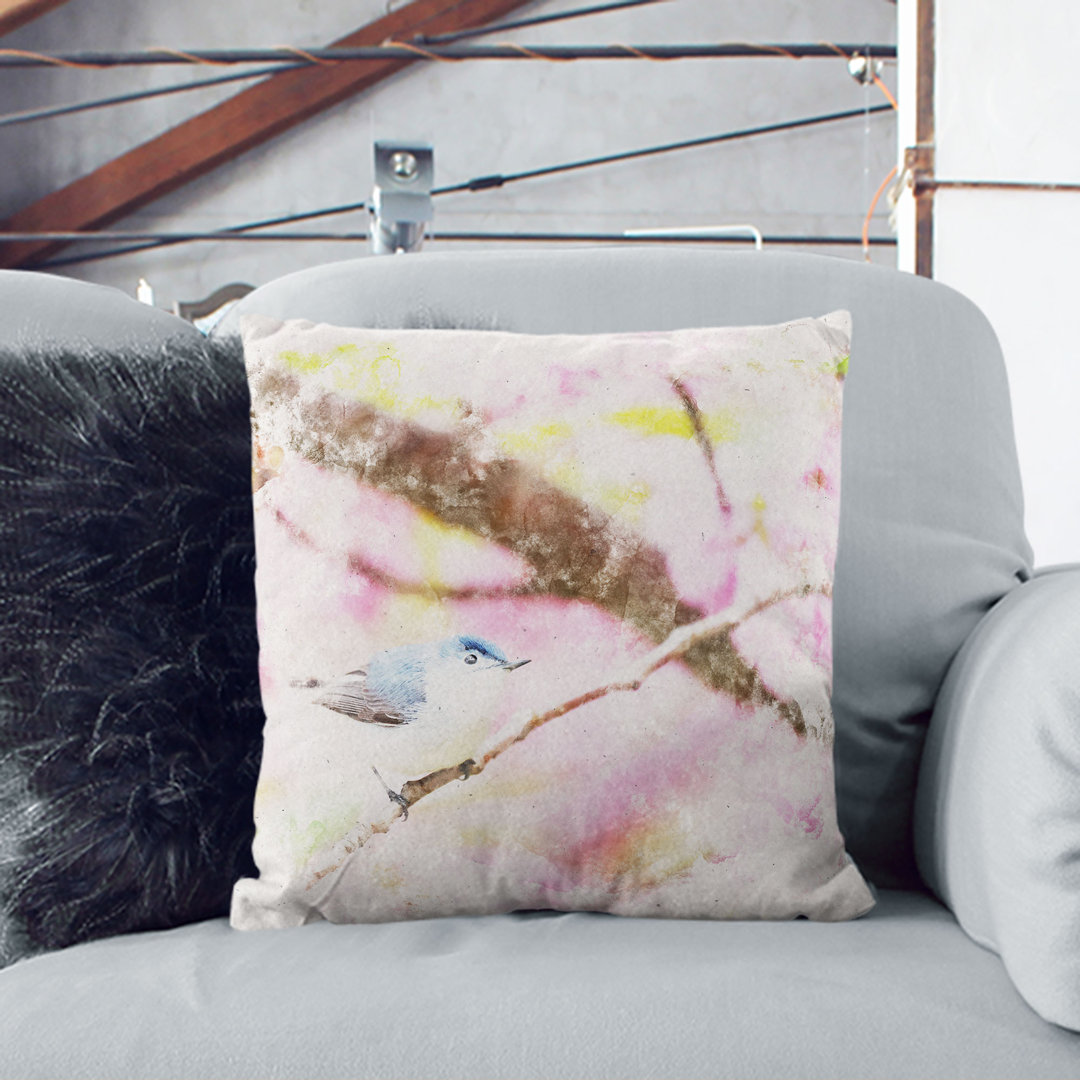 Bird in the Cherry Blossom Tree Cushion with Filling