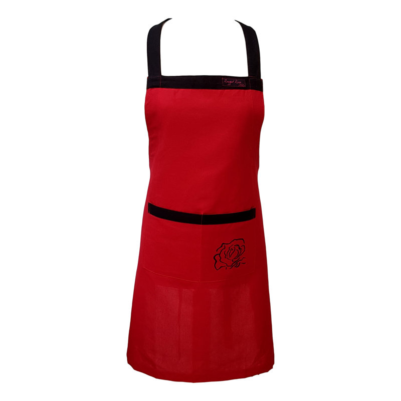 Billy No Pattern Cotton Bib Apron, Red/Black