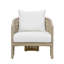 Fauteuil club d'extérieur en corde naturelle Driftbay avec coussin blanc et repose-pieds assorti