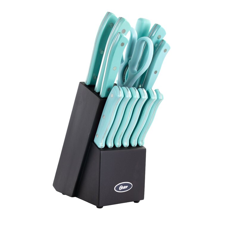 Oster Lindbergh 14 Piece Teal Cutlery Set - Stainless Steel Blades
