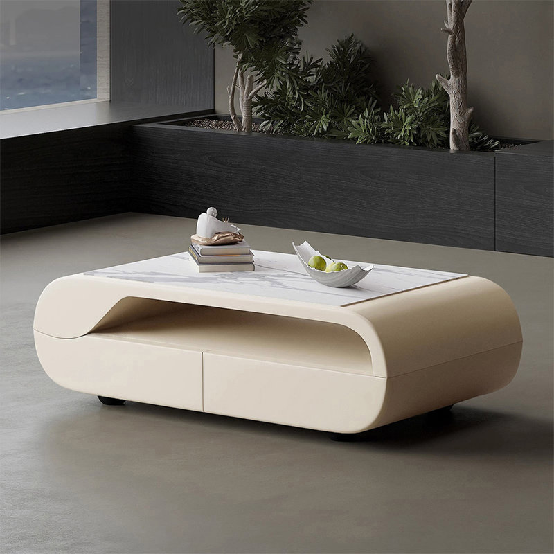 Table basse blanche et bois manufacturé blanc