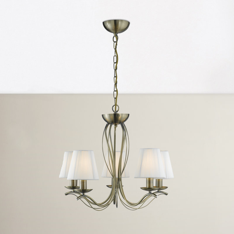 Rodman 5 - Light Shaded Chandelier, Antique Brass