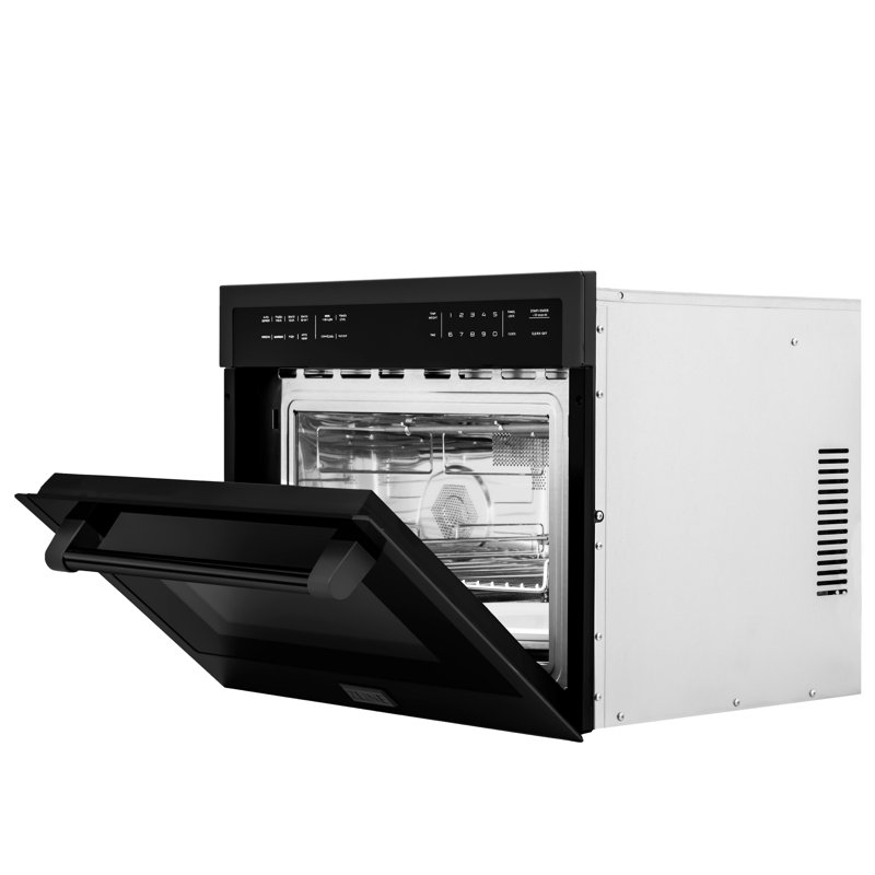 ZLINE 24 in. 1.6 cu ft. Convection Microwave Oven in Satin Steel with Speed and Sensor Cooking, Black Stainless Steel