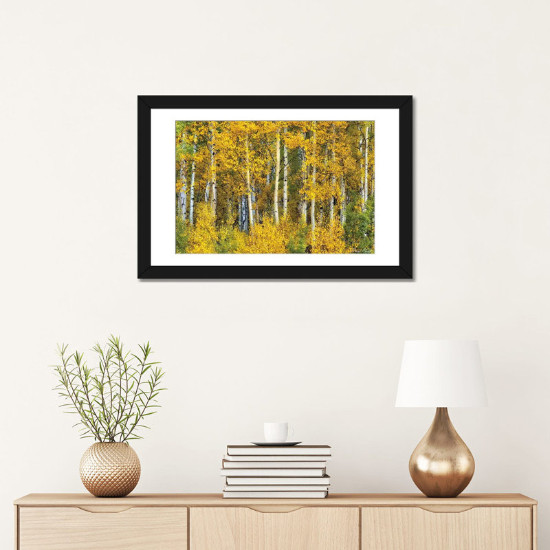 Jaune, reproduction d’art sur toile, H 16 po x l 24 po x P 1 po, Papier avec cadre noir, Blanc