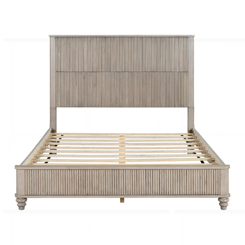 Base de lit en bois massif de style campagnard, Beige, Grand