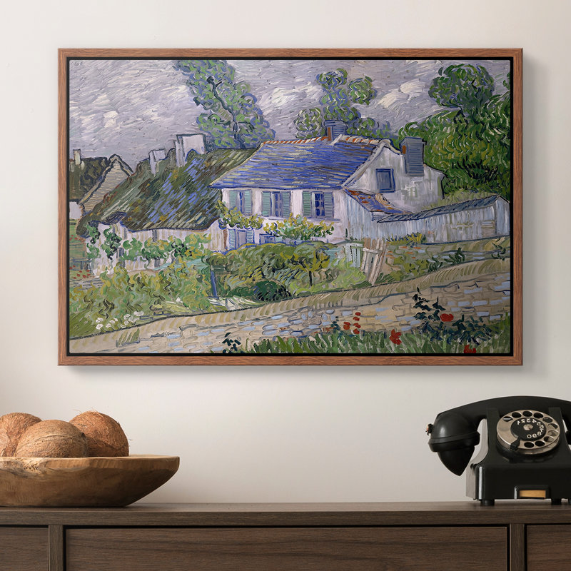 Maisons dans Auvers, 1890 - Vincent van Gogh, toile tendue avec châssis, 16 x 24, Noyer