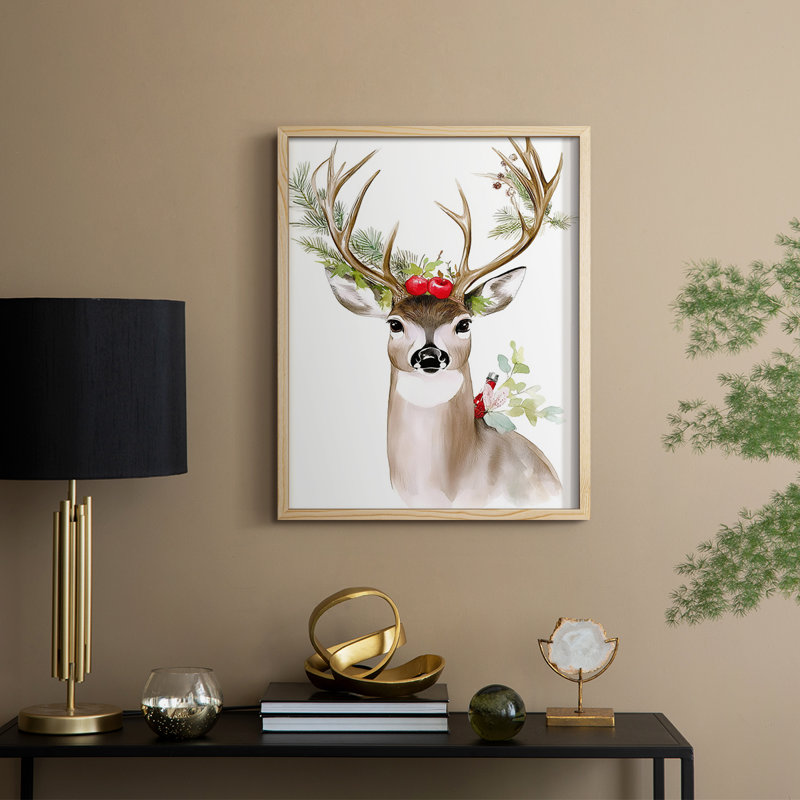 «Christmas Holiday Art XLI», reproduction encadrée - bois massif, Natural, H 15 po x l 12 po