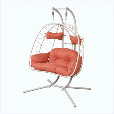 Fauteuil de balançoire double pour 2 personnes avec support, chaise en PE de 660 lb