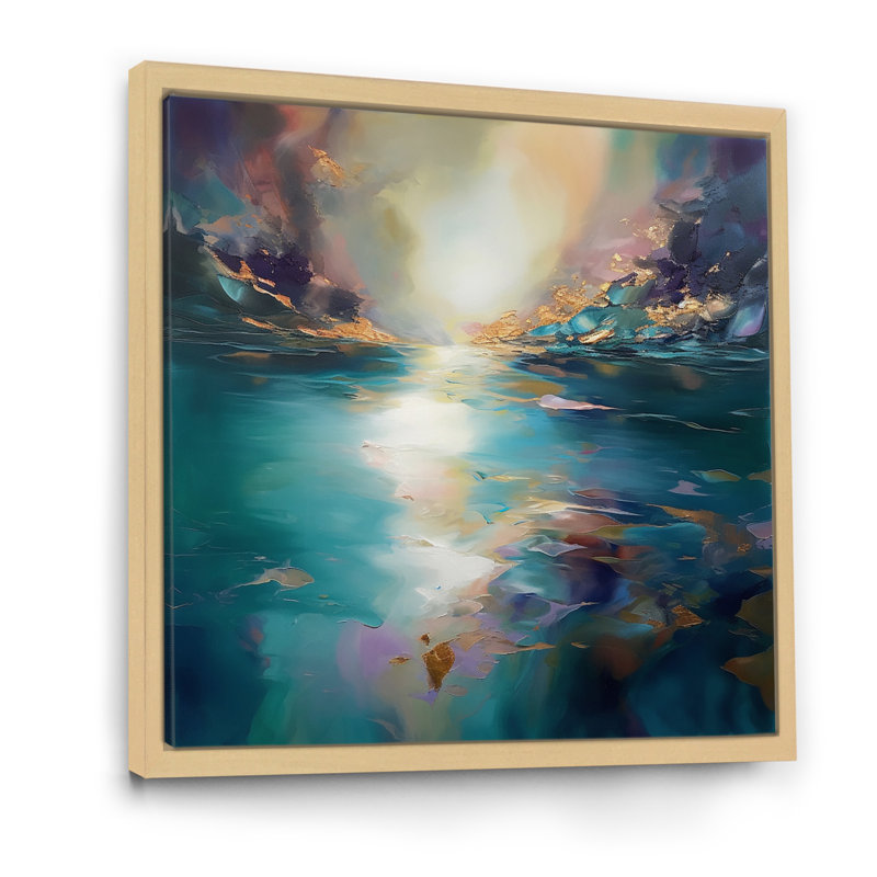 «Lake Serenity Teal», reproduction d'art sur toile, H 36 po x l 36 po x P 1,5 po, Cadre naturel flottant