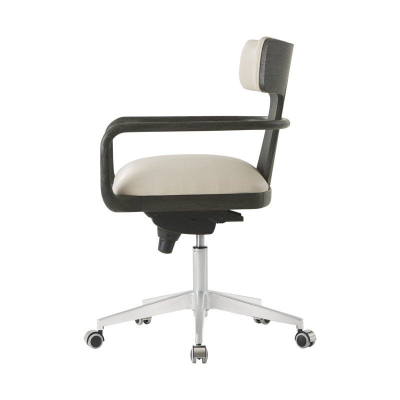 Repose Leather Swivel Task Chair, Charcoal Oak