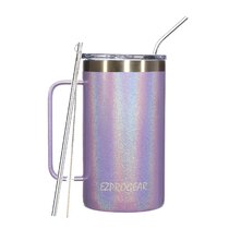 Ezprogear 30 oz 2 Pack Blue and Magenta Stainless Steel Tumbler Double Wall  Vacuum Insulated with Straws and Handle