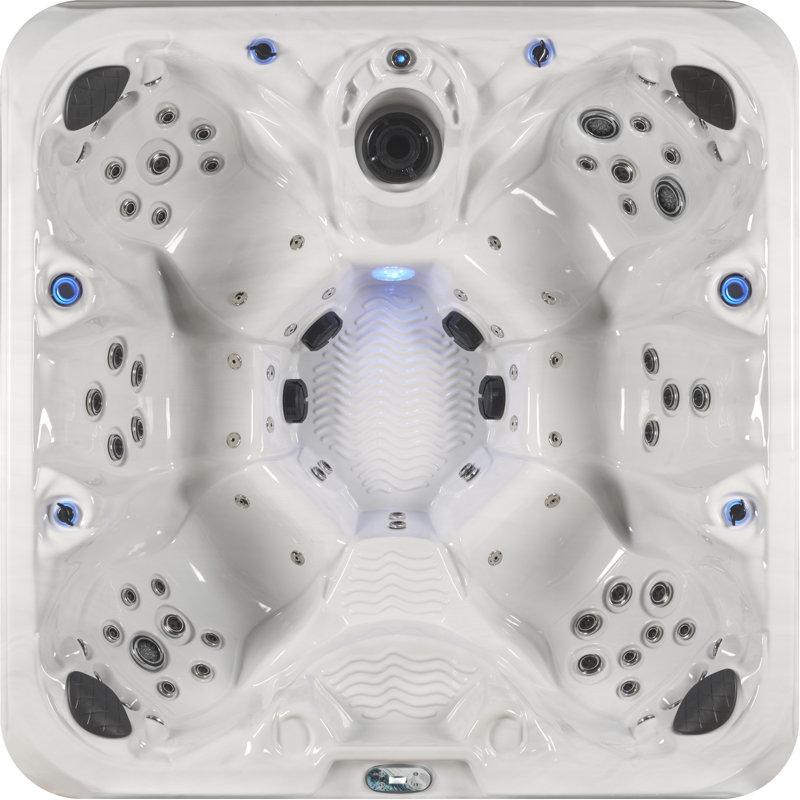Grand Banks™ 6-Person 81-Jet Non-Lounger Hot Tub Spa with 3 Pumps, LED Lighting, Ozonator and Steps, Gray