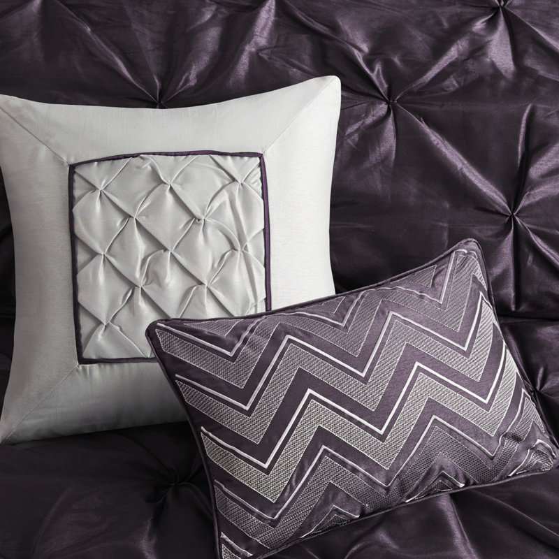 Édredon pour lit double 7 pièces Plum Grace, Édredon double et 6 pièces supplémentaires, Prune