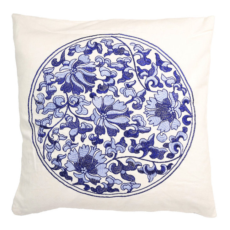  Coussin décoratif floral en coton, Polyester/ Bourre en polyester, H 18 po x l 18 po x P 3 po