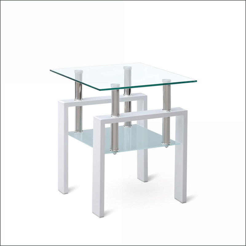 Table basse en verre trempé 2 couches peu encombrante pour le salon, facile à nettoyer