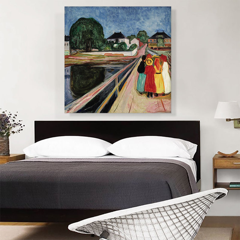 «Girls on the Bridge 1902» par Edvard Munch, reproduction d'art sur toile tendue, H 36 po x l 36 po x 1,5 po