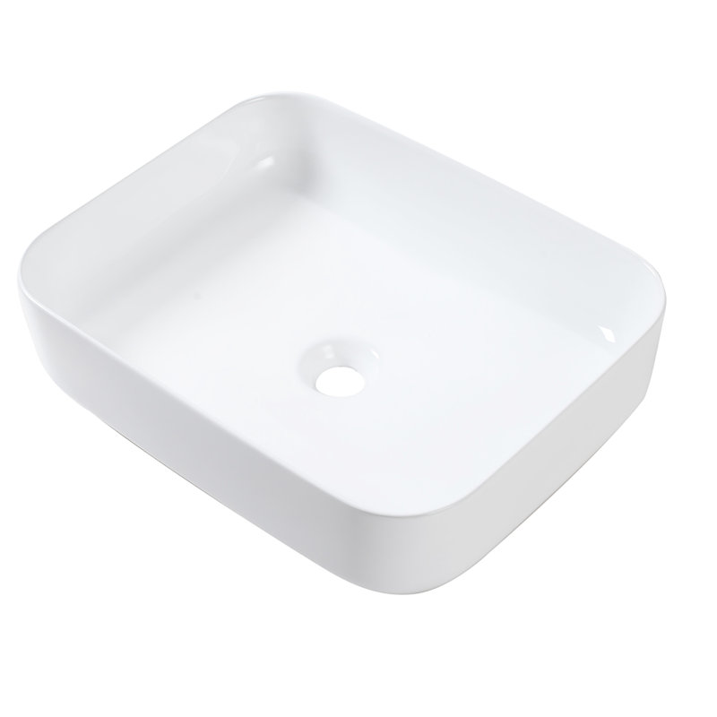 20X15 Inch Rectangular Vessel Bathroom Sink White Ceramic - Stylish Contemporary Design, Stain , Easy Countertop Installation For Different Places Modern Style, Resistance, Install Multiple