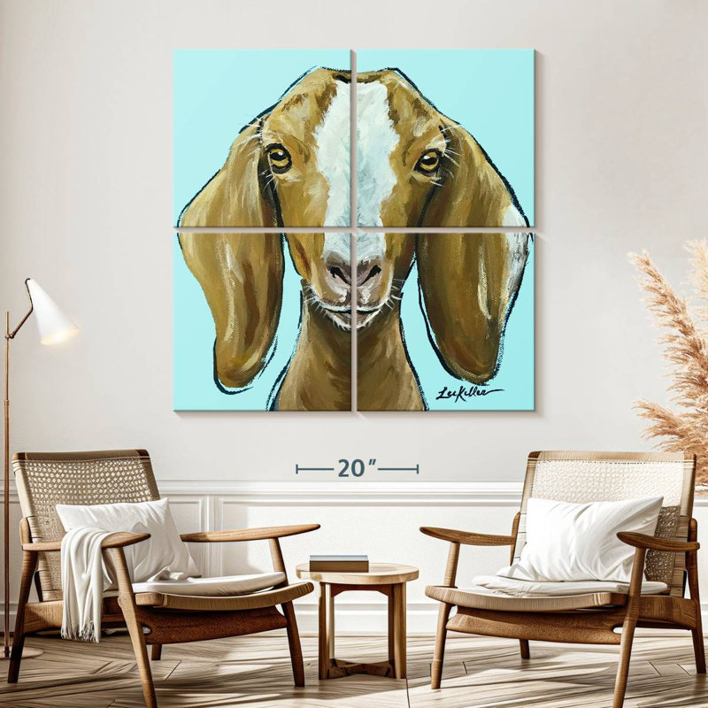 Brampt Goat Square Blue, 57" H x 57" W