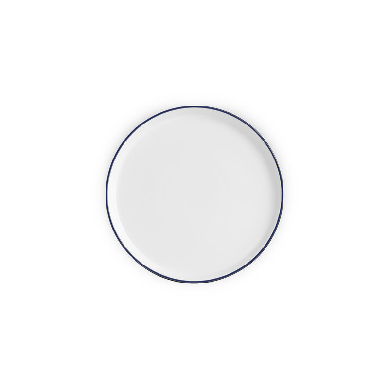 Service de table 16 pièces Destin, bordure marine, Blanc / Bleu marine