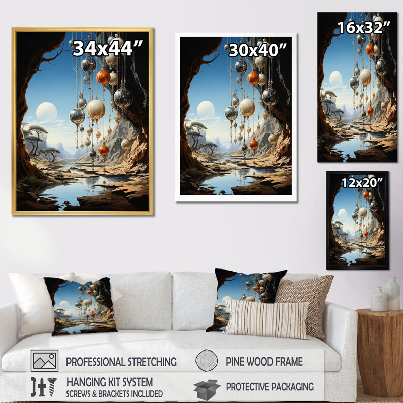 Paysage de rêve surréalisme Layssa - impression, H 44 po x l 34 po x P 1,5 po, Cadre flottant doré