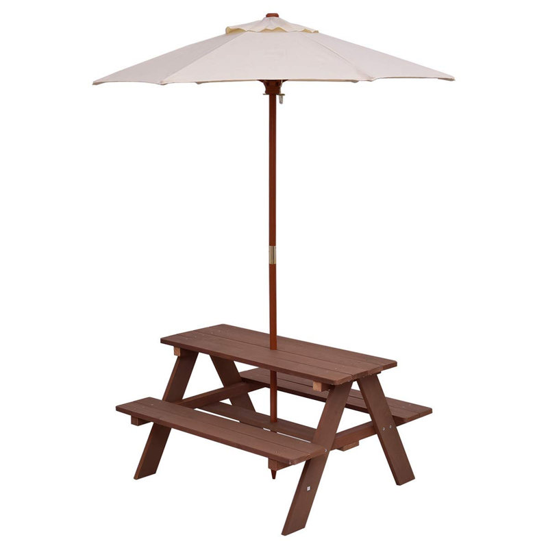 Table de pique-nique 4 places pour enfants 2, Brun, H 19,69 po x l 14 po x L 35,05 po