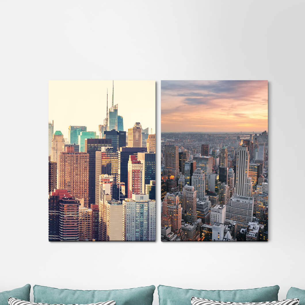 2-tlg. Leinwandbilder-Set New York USA Wolkenkratzer Skyline Urban Metropolis Mega City