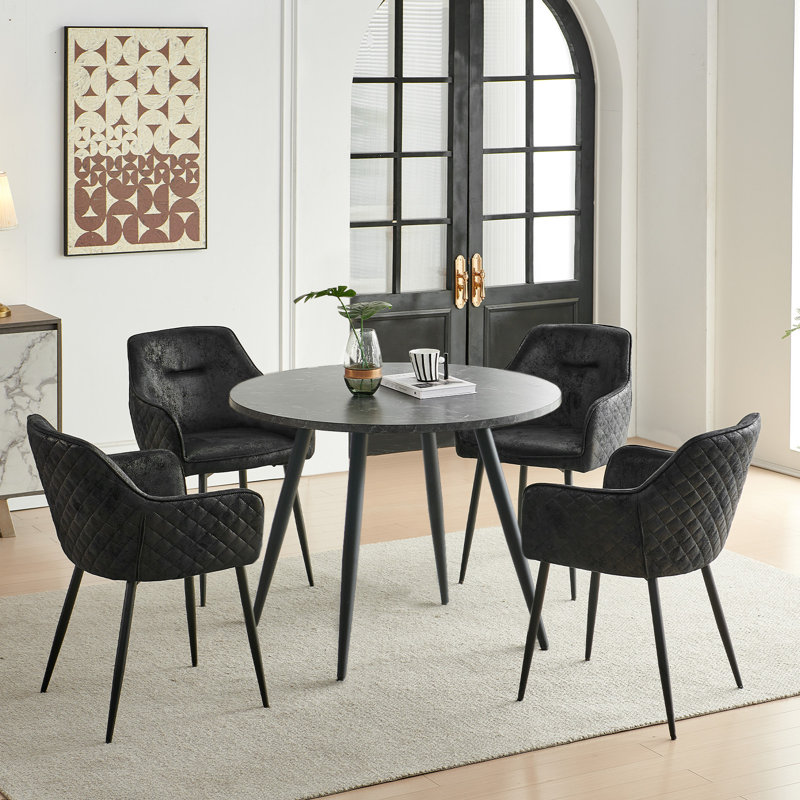 4 - Person Dining Set, Black, Black