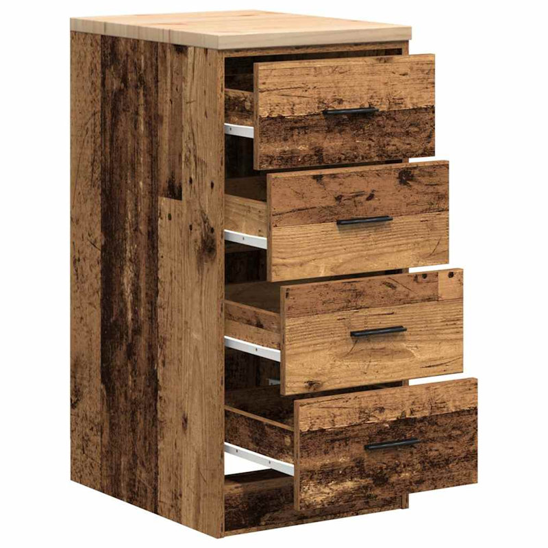Solid Wood Single Storage Cabinet ( 85cm H x 40cm W x 51cm D), Old Wood