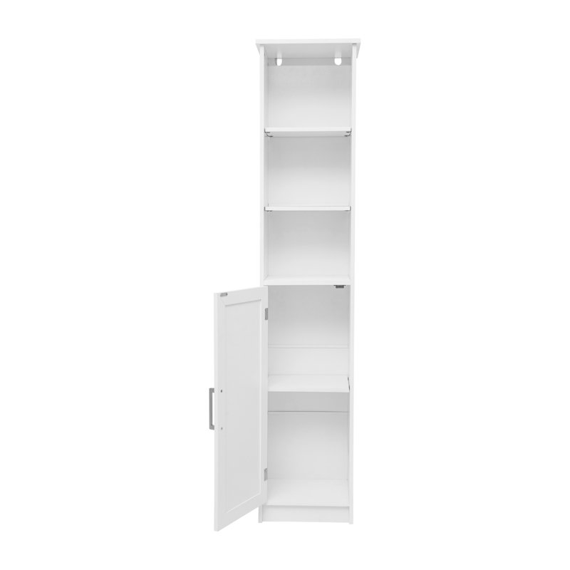 White Engineered Wood Cabinet with Adjustable Shelving