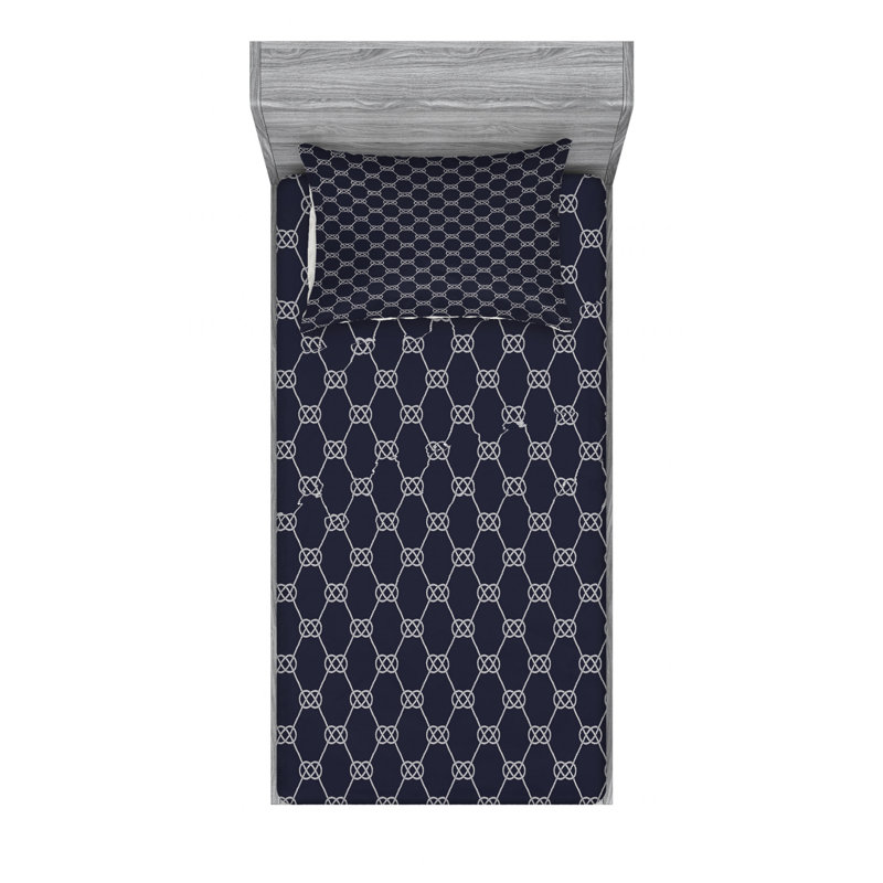 Microfiber Geometric Sheet Set, Twin Sheet Set with Fitted Sheet