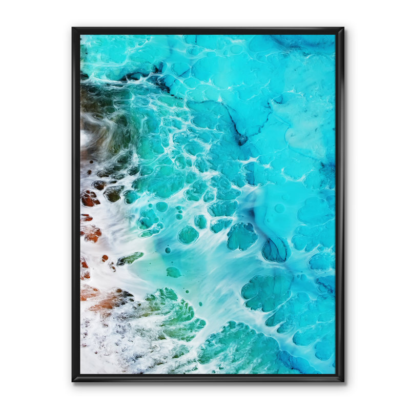 «Waves Epoxy Resin Art III», reproduction d'art sur toile, H 46 po x l 36 po x P 1,5 po, Toile avec cadre noir