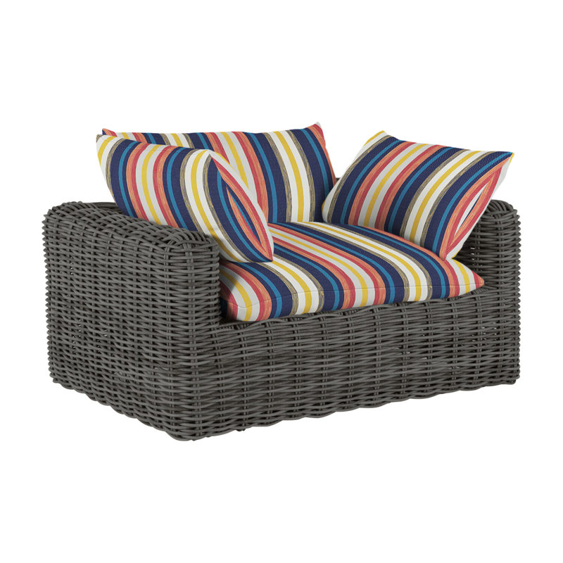 Montecito Patio Chair with Cushions, Raffia, Dove Sunbrella® Linen, No Welt