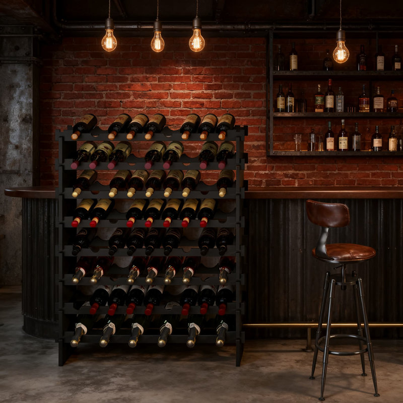 Support à vin empilable en bambou pour 69 bouteilles