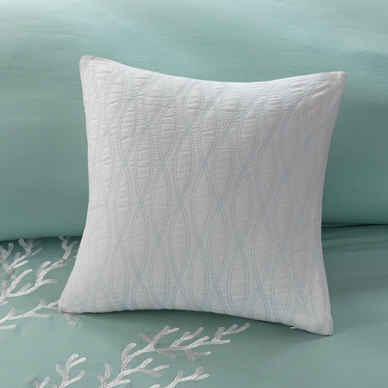 Oversized Cotton Jacquard Comforter Set Aqua