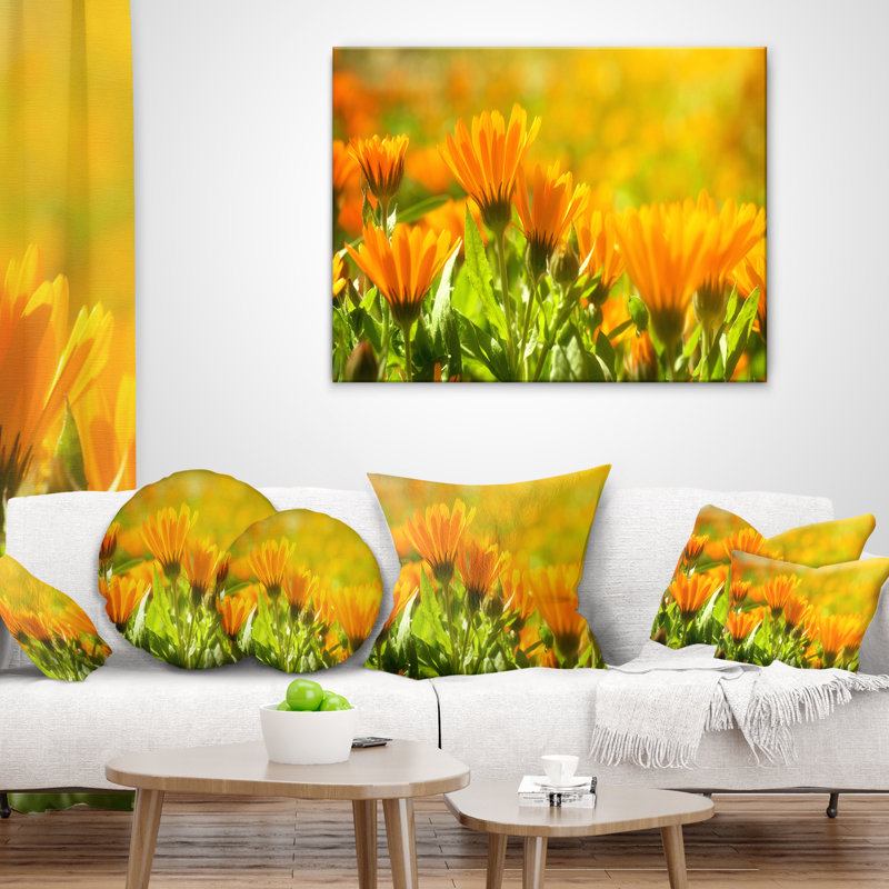 Marigold Flowers in Sunlight Pillow - Thumbnail 3