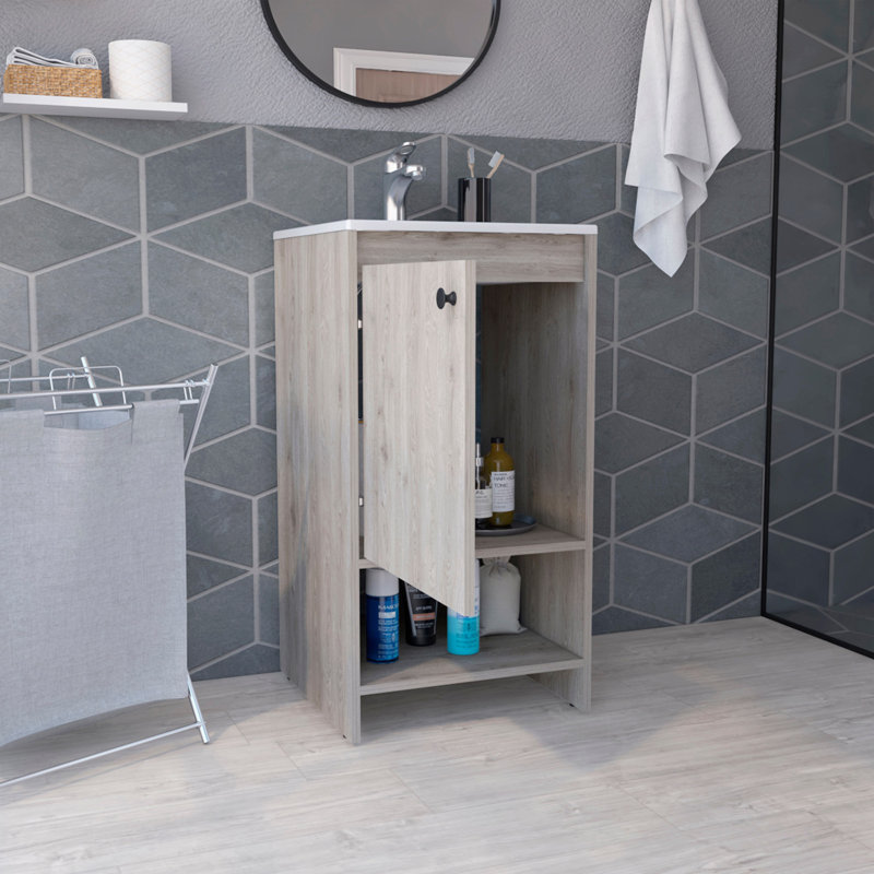 Meuble-lavabo pour salle de bain, gris clair, Gris clair