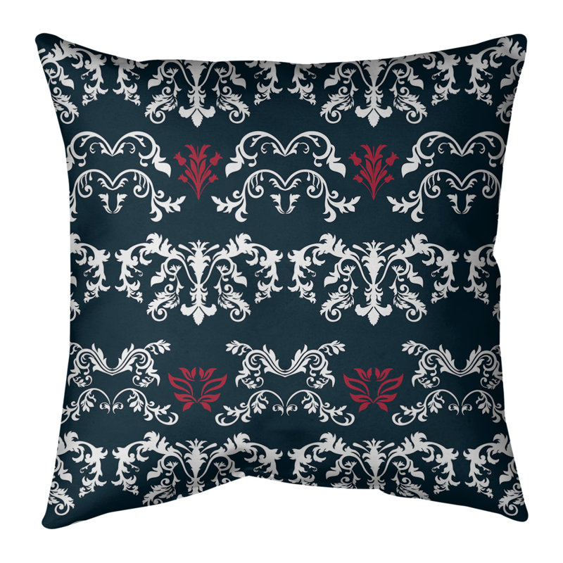 Housse de coussin Houston Football Baroque, 18" x 18", Denim / blanc / rose, Polyester filé