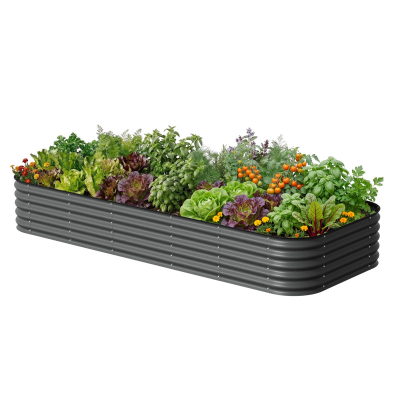 17" Tall X In 1 Modular Metal Outdoor Raised Garden Bed, Modern Gray