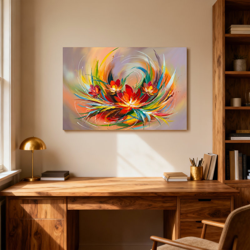 «Plants & Flowers Vibrant Floral», reproduction d'art sur toile, H 12 po x l 18 po