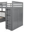 Lit superposé au-dessus d'un lit double gris - 3 tiroirs, bureau et garde-robe pour un lit polyvalent d'organisation, tous les besoins-1657433783
