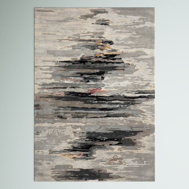 Tapis gris touffeté à la main Thea, Rectangle 2 pi x 3 pi